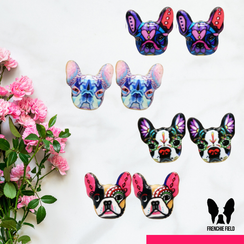 Cheeky Frenchie Enamel Ear Studs