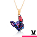 Funky Frenchie Enamel Necklace