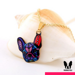 Funky Frenchie Enamel Necklace